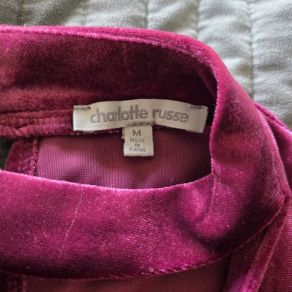 Charlotte Russe Purple Crushed Velvet Turtleneck Keyhole Tank Top Size M - Picture 3 of 3